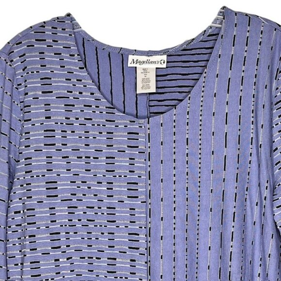 Magellan's Comfy Travel Tunic 3/4 Sleeves - Lavender-Blue/Black - M - Picture 3 of 8